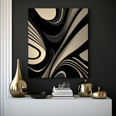 Black Beige abstract Wall Art design