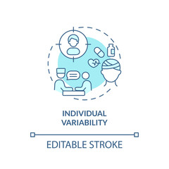 Individual variability turquoise concept icon. Unique patient responding on treatment. Precision medicine factor abstract idea thin line illustration. Isolated outline drawing. Editable stroke