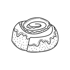 Hand Drawn Cinnamon Rolls. Cinnabon doodle Coloring book with vector illustration for kids