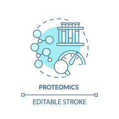 Proteomics turquoise concept icon. Patient proteins studying. Diagnostics in precision medicine. Technological advance abstract idea thin line illustration. Isolated outline drawing. Editable stroke