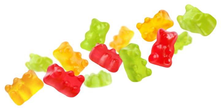 Delicious gummy jelly bears, cut out