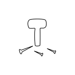 hammer and nails icon, on a white background, vector illustration