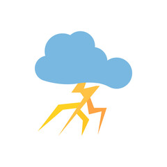 cloud and lightning icon on white background, vector illustration
