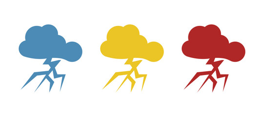 cloud and lightning icon on white background, vector illustration