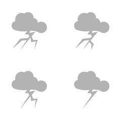 cloud and lightning icon on white background, vector illustration