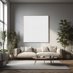 Blank mockup with a 3D render and a canvasframe, 3D render mockup,blank photo, White frame for mockup, AI, AI generated