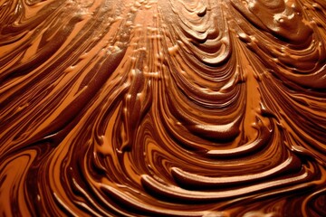 close-up view of a chocolate swirl pattern with intricate details. Generative AI