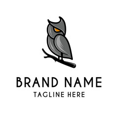 owl logo. illustration of an owl on a branch, for an educational or company logo