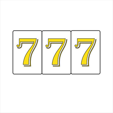 777 casino sign. Lucky win, jackpot. Vector flat design, isolated on white background. 