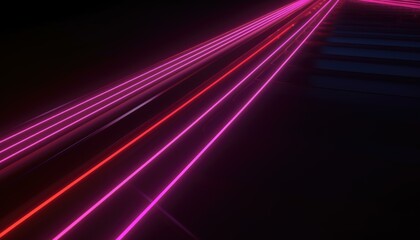 Fototapeta na wymiar Swift racing lines representing traffic. Luminous neon beams depicting hyperspace journeys in a time-travel setting. AI digital visuals featuring electrifying, dynamic trails against a dark background