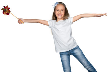 Portrait of a Little Girl Smiling with Arms Open