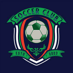 Obraz premium football logo. with illustration of soccer ball, emblem logo, badge, vector, sports team logo.