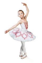 Naklejka premium Beautiful little ballerina dancer wears a dress