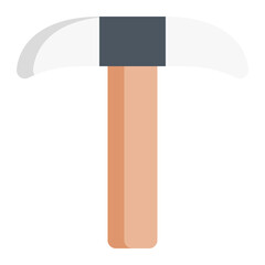 Isolated mattock in flat icon on white background. Gardening, mining, farming, pickaxe