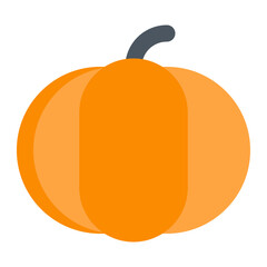 Isolated pumpkin in flat icon on white background. Fruit, vegetable, healthy food, gardening, farming, spring, autumn