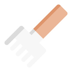 Isolated gardening rake in flat icon on white background. Farming, spring, tool