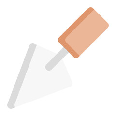 Isolated trowel in flat icon on white background. Gardening tool, construction tool, carpentry