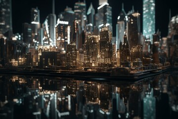 Metallic cityscape. Generative AI