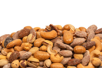 A group of almonds, pistachios, walnuts, macadamia, cashews.