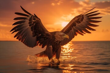Naklejka na ściany i meble eagle in the sunset