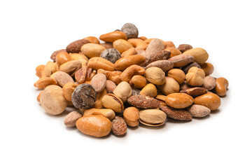  A group of almonds, pistachios, walnuts, macadamia, cashews.