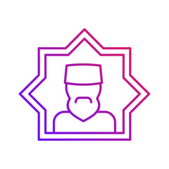 muslim man avatar gradient outline icon vector illustration
