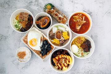 Freshly cooked assorted Filipino food