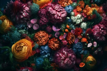 Fototapeta na wymiar Floral fantasy, vibrant blooms, alternate realm. Generative AI