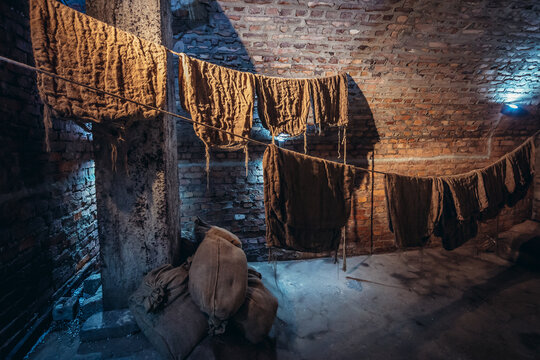 One of the cellars of historical undergrounds of Old Town of Klodzko town in the region of Lower Silesia, Poland