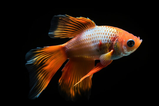 Photo of an orange Dalmatian betta fish