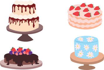 Cakes collection. Bakery concept. 