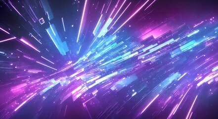 Photo of a vibrant abstract background with purple and blue lines