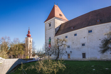 Church nad Castle in Orth an der Donau town in Austrian state of Lower Austria, Austria