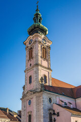 Obraz premium Church in Hainburg an der Donau town in the Austrian state of Lower Austria