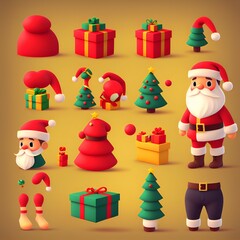 Photo of a collection of Christmas icons featuring Santa Claus