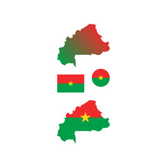 Burkina Faso national flag and map vectors set....