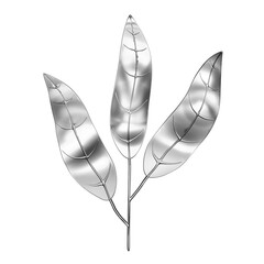 Monochromatic Beauty: Captivating Transparent And White Leaf Photo  On Transparent Background For Creative Projects And Designs Monstera Gold Silver Metal PNG