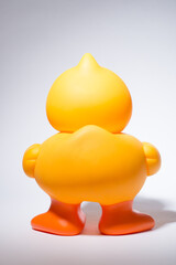 Shake that fancy butt. Shot of a rubber duck against a studio background.