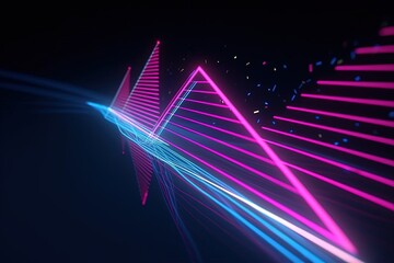 Fototapeta premium abstract futuristic background with pink blue glowing neon moving high speed wave lines and bokeh lights. Data transfer concept Fantastic wallpaper, Ai Generative