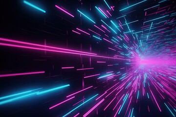 abstract futuristic background with pink blue glowing neon moving high speed wave lines and bokeh lights. Data transfer concept Fantastic wallpaper, Ai Generative