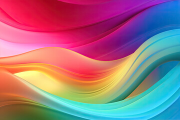 Obraz premium Wavy colorful abstract background. Smooth curved shapes, vivid colors. Generative AI