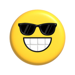 Emoticono 3D sonriente con gafas de sol