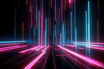 abstract futuristic background with pink blue glowing neon moving high speed wave lines and bokeh lights. Data transfer concept Fantastic wallpaper, Ai Generative
