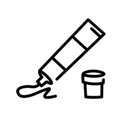 Tube and jar of paints on white background