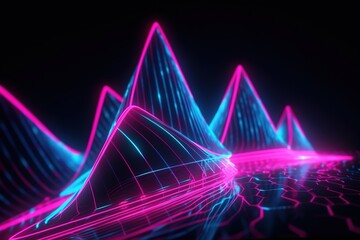 abstract futuristic background with pink blue glowing neon moving high speed wave lines and bokeh lights. Data transfer concept Fantastic wallpaper, Ai Generative