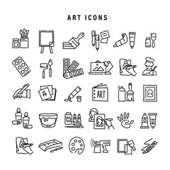Set of many art icons on white background