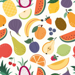 Seamless pattern with fruits and berries