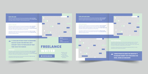 Freelance Writer bifold brochure template. A clean, modern, and high-quality design bifold brochure vector design. Editable and customize template brochure