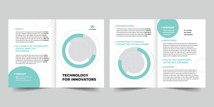 IT Software bifold brochure template. A clean, modern, and high-quality design bifold brochure vector design. Editable and customize template brochure