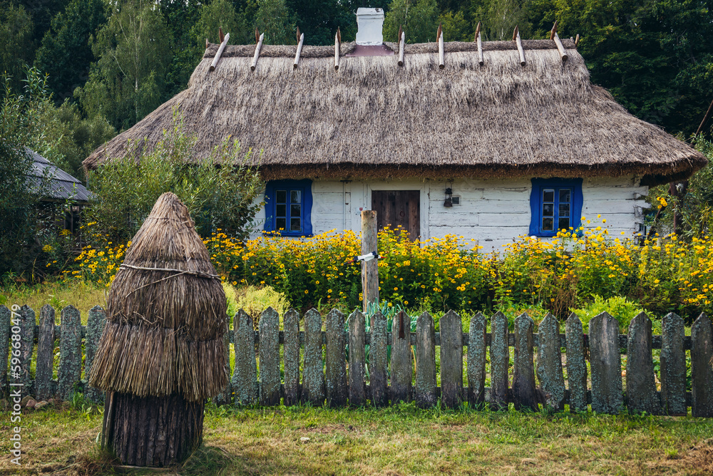 Canvas Prints Historic wooden rural cottage in Budy village, Podlasie region of Poland